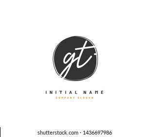 G T GT Beauty vector initial logo, handwriting logo of initial signature, wedding, fashion, jewerly, boutique, floral and botanical with creative template for any company or business.