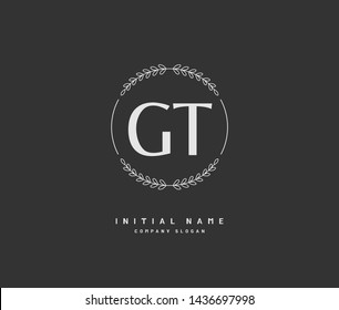 G T GT Beauty vector initial logo, handwriting logo of initial signature, wedding, fashion, jewerly, boutique, floral and botanical with creative template for any company or business.