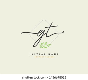 G T GT Beauty vector initial logo, handwriting logo of initial signature, wedding, fashion, jewerly, boutique, floral and botanical with creative template for any company or business.