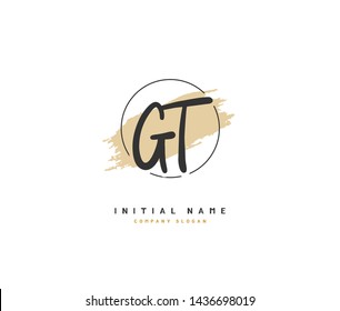 G T GT Beauty vector initial logo, handwriting logo of initial signature, wedding, fashion, jewerly, boutique, floral and botanical with creative template for any company or business.