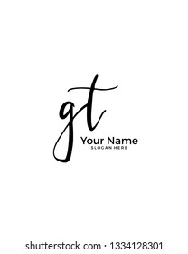 G T GT initial logo signature vector. Handwriting concept logo.