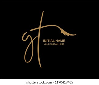 G T Initial Handwriting Logo Template