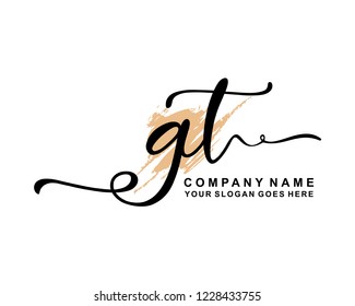 G T Initial Handwriting Logo Template