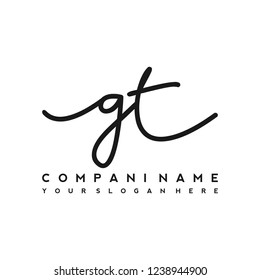 G T Initial handwriting logo vector