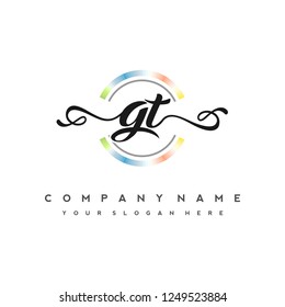 G T Initial handwriting logo vector