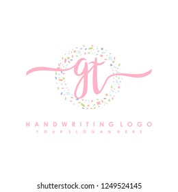 G T Initial handwriting logo vector