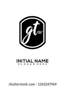 G T Initial Handwriting Logo Template Vector