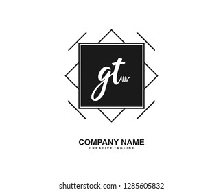 G T Initial Handwriting Logo Template Vector