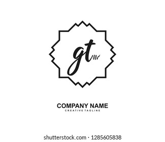 G T Initial Handwriting Logo Template Vector