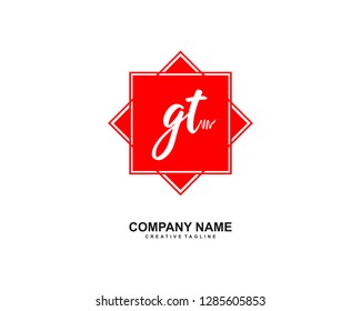 G T Initial Handwriting Logo Template Vector