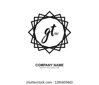 G T Initial Handwriting Logo Template Vector