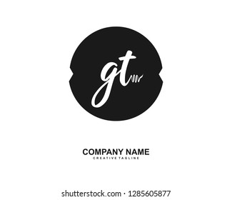 G T Initial Handwriting Logo Template Vector