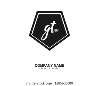 G T Initial Handwriting Logo Template Vector