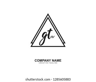 G T Initial Handwriting Logo Template Vector