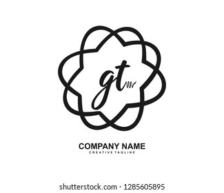 G T Initial Handwriting Logo Template Vector