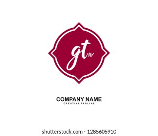 G T Initial Handwriting Logo Template Vector