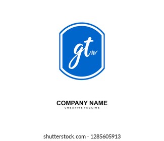 G T Initial Handwriting Logo Template Vector