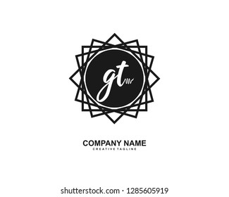 G T Initial Handwriting Logo Template Vector