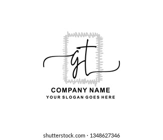 G T Initial Handwriting Logo Template
