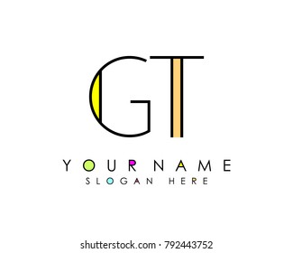 G & T initial minimalist logo template vector