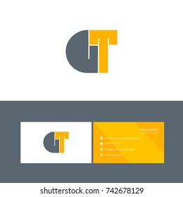 G T joint bold letter logo design vector with business card template