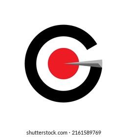 Logo de G target. Iniciales G combinadas con la placa de destino justo en el medio del objetivo. 