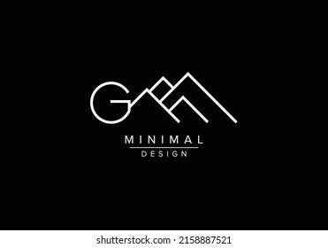 Logotipos de arte de la línea G de montaña y diseño vectorial
