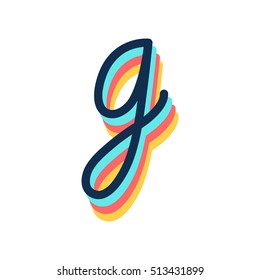 G type retro colors hand writing alphabets