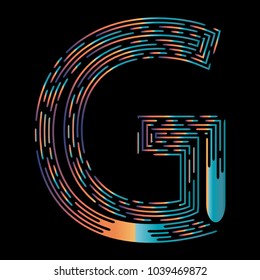 "G" Typographic Icon On Dark Background. Graphic Font For Your Design Background. Design Concept For Graphic, Banners, Presentations, Wallpaper, Reports. Vector Illustration.  Eps10
