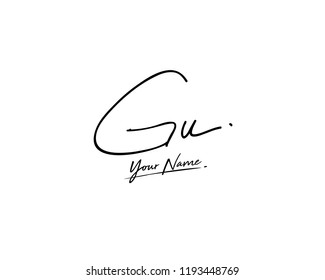 G U GU Signature initial logo template vector