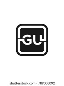 G U initial box letter logo template vector
