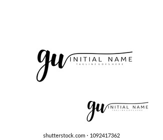 G U Initial handwriting logo vector. Hand lettering for designs.