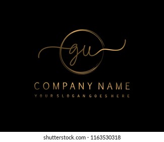 G U Initial handwriting logo vector