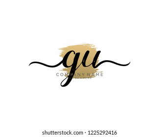 G U Initial handwriting logo vector