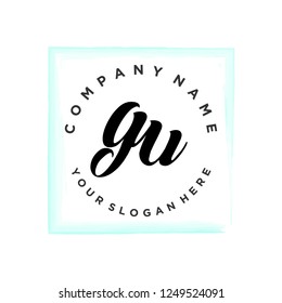G U Initial handwriting logo vector