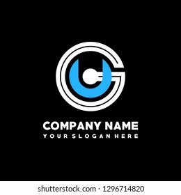 G U initial letter, modern logo design template vector