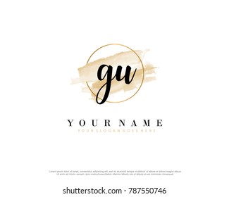 G U Initial water color logo template vector