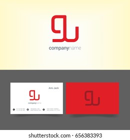 G U joint letter logo symbol with business card template