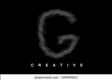 G uppercase letter with gray smoke and soft curved lines. Vector illustration letter for logo, label, monogram, cover, emblem, company name, font, business sign, template, icon or web page design.