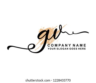 G V Initial Handwriting Logo Template