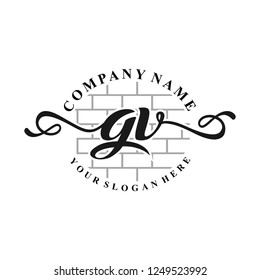 G V Initial handwriting logo vector