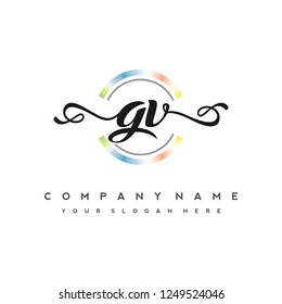 G V Initial handwriting logo vector