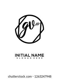 G V Initial Handwriting Logo Template Vector
