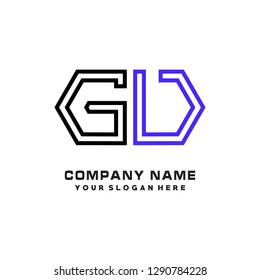 G V initial letter, modern logo design template vector