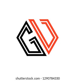 G V initial letter, modern logo design template vector