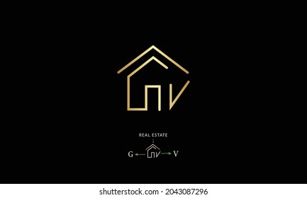 G V initial real estate logo design template. You can use it for real estate, Realtor, property, and home logo design. 