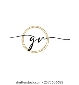 G V Initial Script Letter Beauty Logo Template