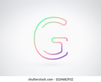 G vector font letter alphabet. Playful color dynamic flat design with brilliant smooth gradient for your unique elements design ; logo, headline, corporate identity, application, joyful poster & more