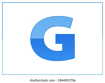 G vector font, made of dark and light blue colors. For letter logo, brand label, creative poster and more. İsolated illustration with thin frame on white background
