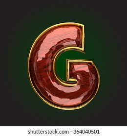 g vector golden letter with red wood